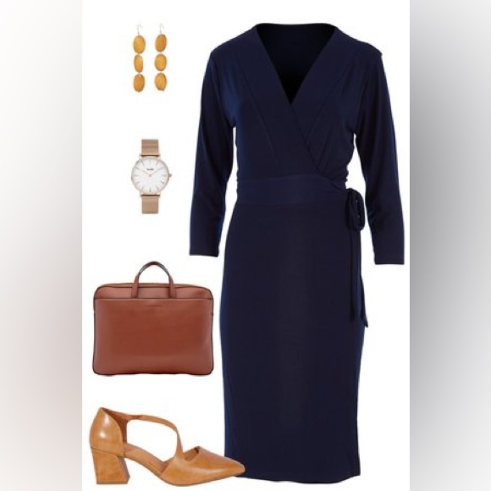 NWT IRIS & INK Arianna Navy Wrap Dress